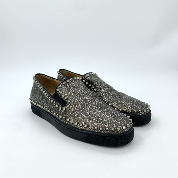 Christian Louboutin Spike Studded Slip-On Shoes Mens Size 43 Stylish Leather Des - Picture 4 of 9